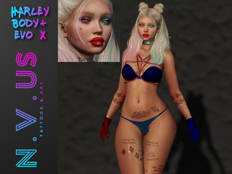 Second Life Marketplace - [N.V.US] ::Harley Quinn:: [tattoo][full body